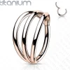 Lävistysrengas 1.2mm, Triple Titanium Hoop -ruusukultainen rengas