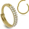 Lävistysrengas, Premium Double Line CZ Segment Clicker in Gold
