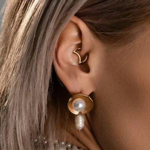 Lävistysrengas, Surgical Steel Crescent Moon in Gold