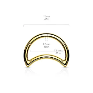 Lävistysrengas, Surgical Steel Crescent Moon in Gold