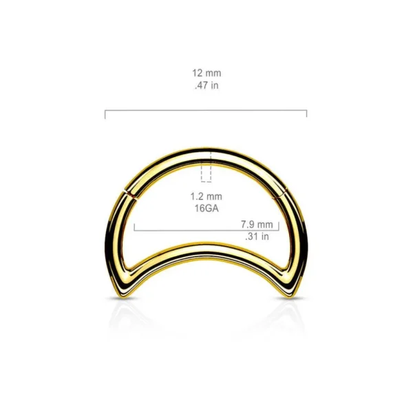 Lävistysrengas, Surgical Steel Crescent Moon in Gold
