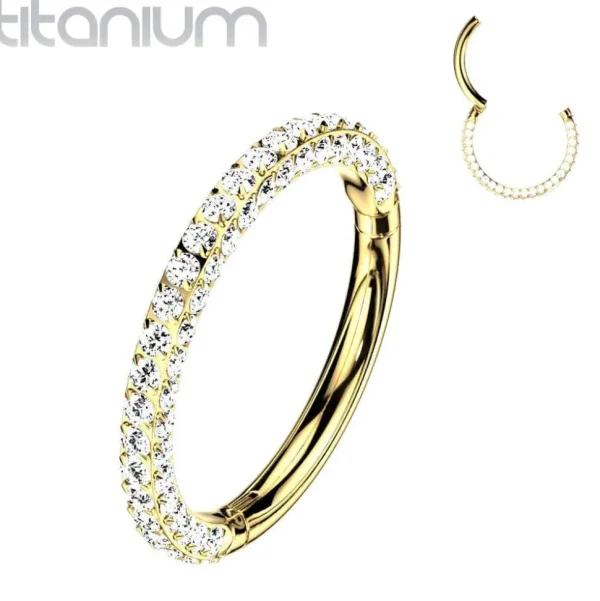 Lävistysrengas, Titanium 3 Sides Hoop in Gold -titaaninen clicker