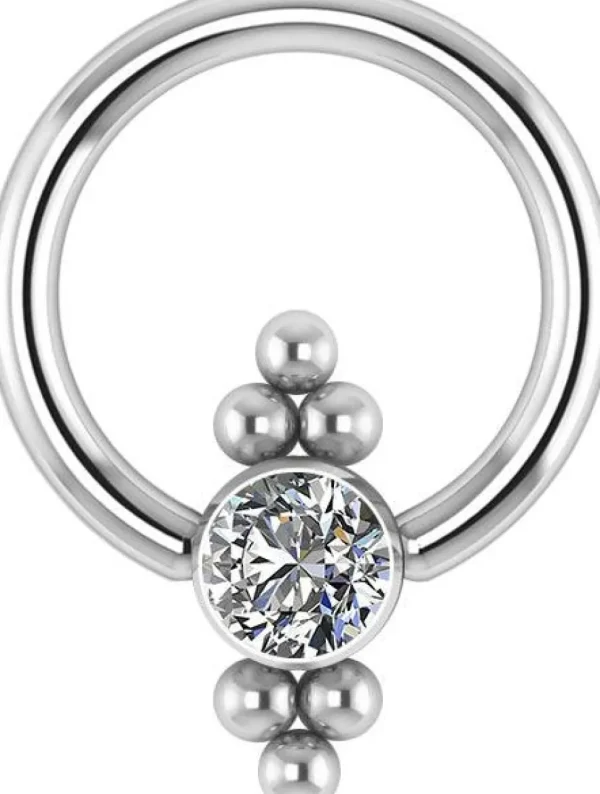 Lävistysrengas, Titanium Cluster Balls with 4mm Crystals