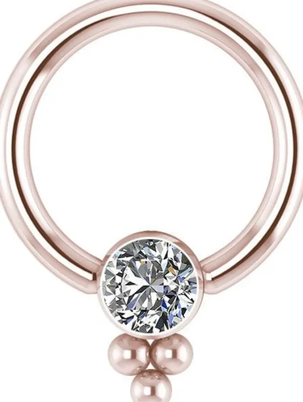 Lävistysrengas, Titanium Cluster with Crystals in Rosegold