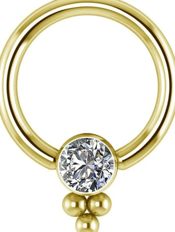 Lävistysrengas, Titanium Cluster with Crystals in Gold