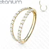 Lävistysrengas, Titanium Double CZ Line in Gold -kaksirivinen rengas