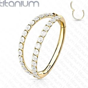Lävistysrengas, Titanium Double CZ Line in Gold -kaksirivinen rengas
