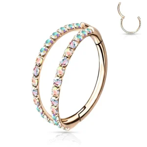 Lävistysrengas, Titanium Double CZ Line in Rosegold AB