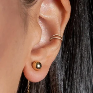 Lävistysrengas, Titanium Double CZ Line in Gold -kaksirivinen rengas