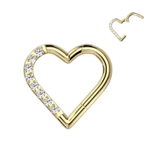 Lävistysrengas, Titanium Gold Heart CZ -sydän titaaniclicker