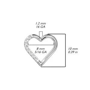 Lävistysrengas, Titanium Gold Heart CZ -sydän titaaniclicker