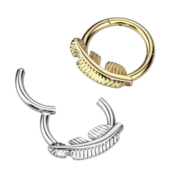 Lävistysrengas, Titanium Gold Hoop -sulkakoristeinen clicker