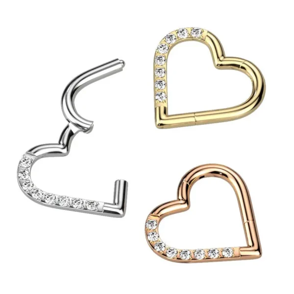 Lävistysrengas, Titanium Gold Heart CZ -sydän titaaniclicker