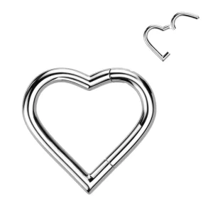 Lävistysrengas, Titanium Heart Hoop in Silver-titaaninen sydän clicker