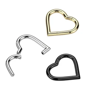 Lävistysrengas, Titanium Heart Hoop in Gold -titaaninen sydän clicker