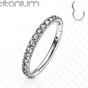 Lävistysrengas, Titanium Hinged Segment Hoop Rings with CZ