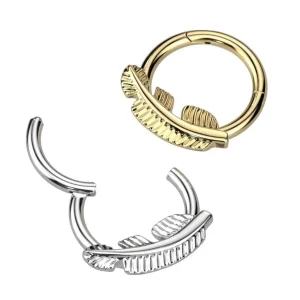 Lävistysrengas, Titanium Hoop -sulkakoristeinen clicker