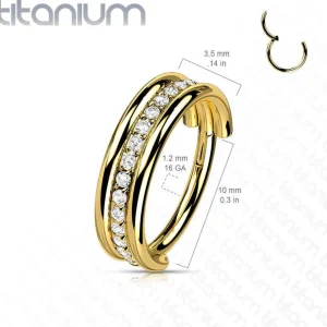 Lävistysrengas, Titanium Outward Facing CZ Line in Gold