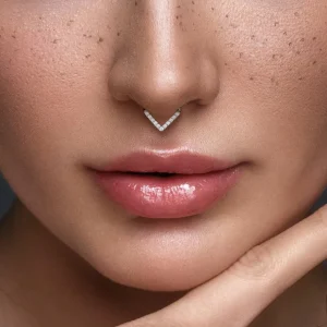 Lävistysrengas, Titanium Single Line CZ Hoop