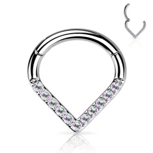 Lävistysrengas, Titanium Single Line CZ Hoop in AB
