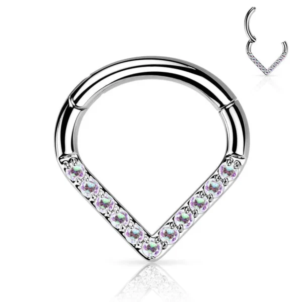 Lävistysrengas, Titanium Single Line CZ Hoop in AB