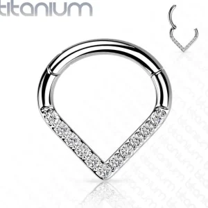 Lävistysrengas, Titanium Single Line CZ Hoop