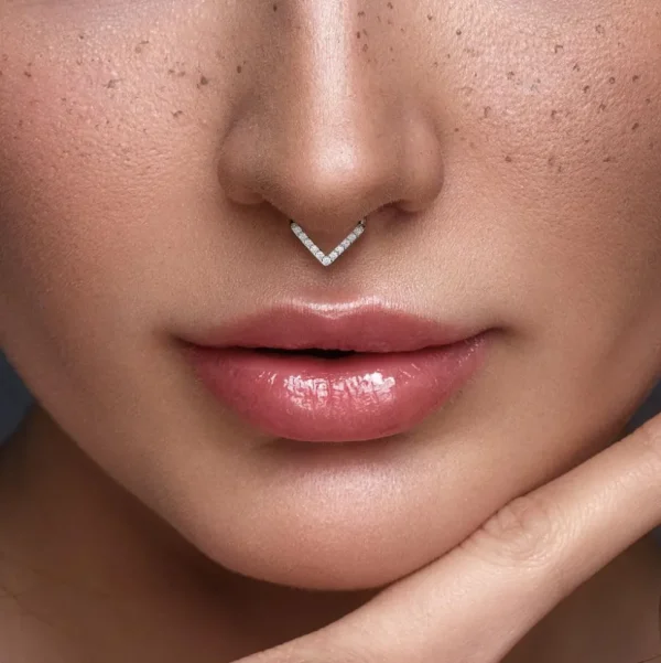 Lävistysrengas, Titanium Single Line CZ Hoop in AB
