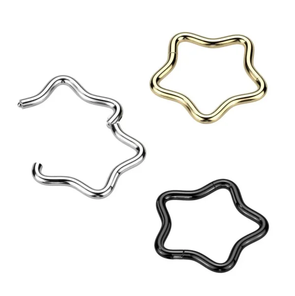 Lävistysrengas, Titanium Star Hoop in Silver -titaaninen tähti clicker