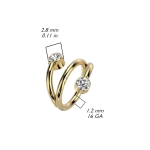 Lävistysrengas, Titanium Twist Gold CZ -kivellinen titaaniclicker