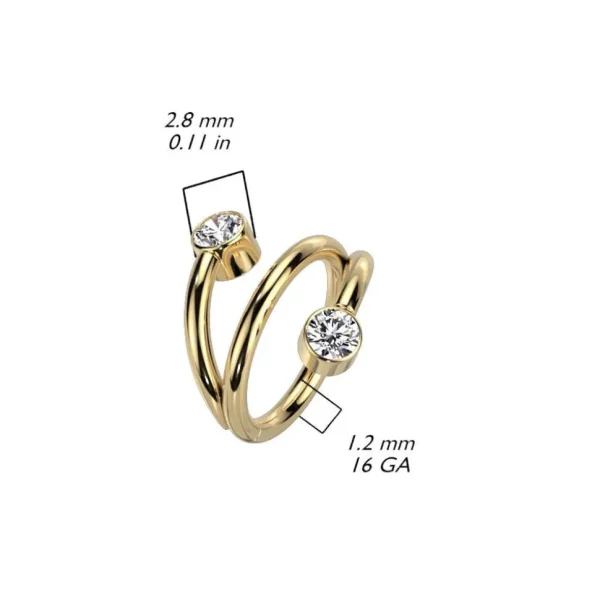 Lävistysrengas, Titanium Twist Gold CZ -kivellinen titaaniclicker