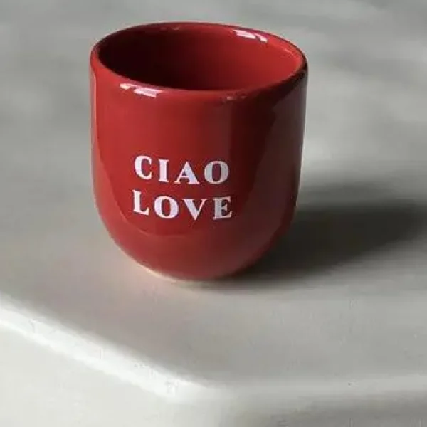 Muki, Ciao Love -punainen muki tekstillä
