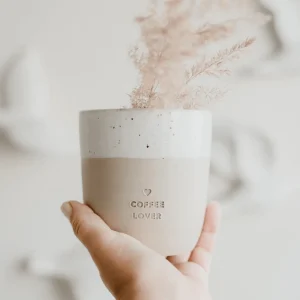 Muki, Coffee Lover Mug -käsintehty korvaton tekstimuki