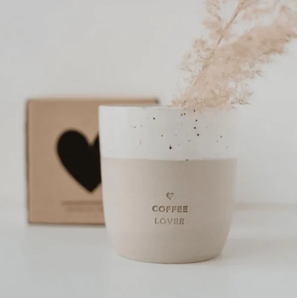 Muki, Coffee Lover Mug -käsintehty korvaton tekstimuki