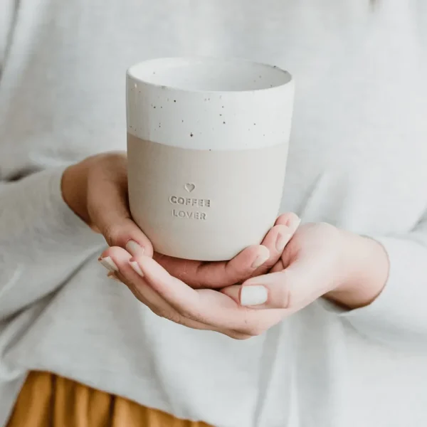 Muki, Coffee Lover Mug -käsintehty korvaton tekstimuki