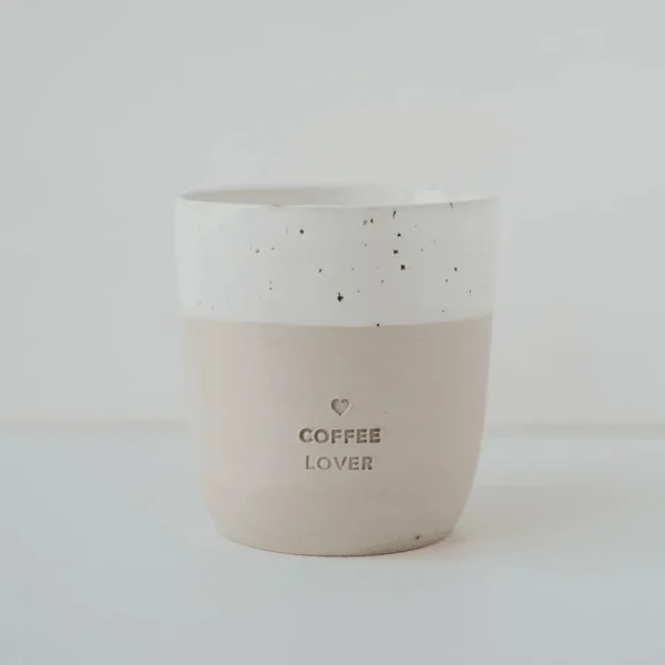 Muki, Coffee Lover Mug -käsintehty korvaton tekstimuki