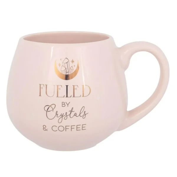 Muki, Fueled By Crystals and Coffee Mug -vaaleanpunainen muki