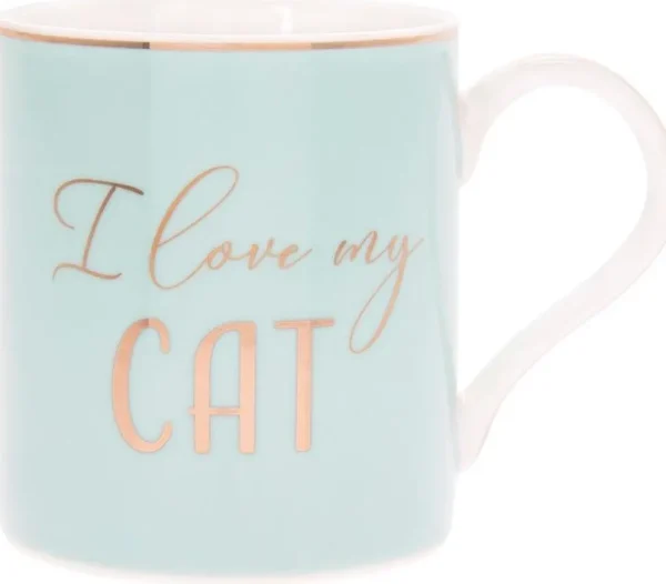Muki, I love my Cat (mint green) -mintunvihreä kissa-aiheinen muki
