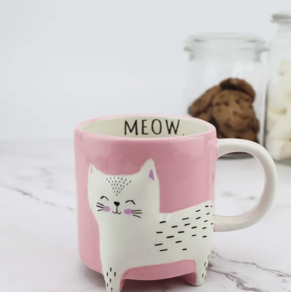 Muki, Meow Kitty -vaaleanpunainen kissamuki tekstillä