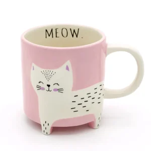 Muki, Meow Kitty -vaaleanpunainen kissamuki tekstillä