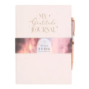 My Gratitude Journal -kiitollisuuspäiväkirja ja ruusukvartsikynä