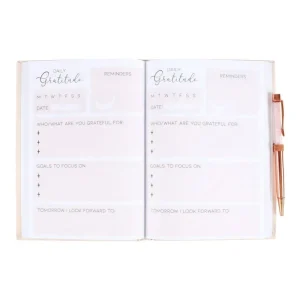 My Gratitude Journal -kiitollisuuspäiväkirja ja ruusukvartsikynä