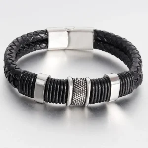 Nahkarannekoru, Classic Black Leather Bracelet