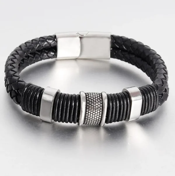 Nahkarannekoru, Classic Black Leather Bracelet