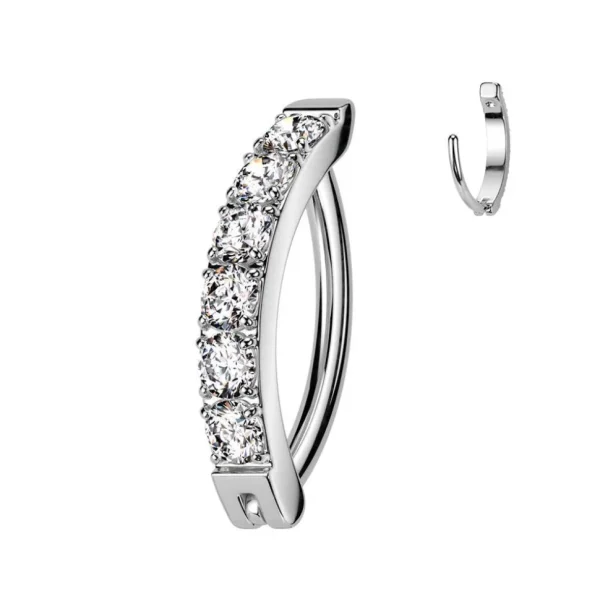 Napakoru, Belly Button Hoop in Silver -kivellinen titaaninen rengas