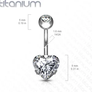 Napakoru, Implant Grade Titanium Prong Set Heart CZ in Turqoise