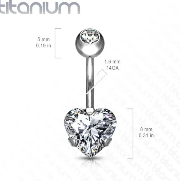 Napakoru, Implant Grade Titanium Prong Set Heart CZ in Turqoise