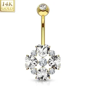 Napakoru, 14K Heart Cut Flower Petals CZ -kultainen napakoru