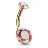 Napakoru, Prong Set Round CZ in AB Pink/Gold