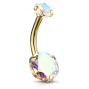 Napakoru, Prong Set Round CZ in AB Clear/Gold