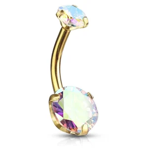 Napakoru, Prong Set Round CZ in AB Clear/Gold